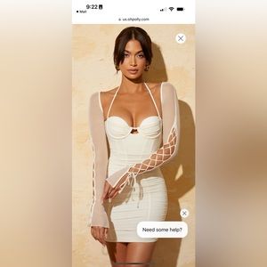 Oh Polly Lace Up Sleeve Mini Dress in White size 0